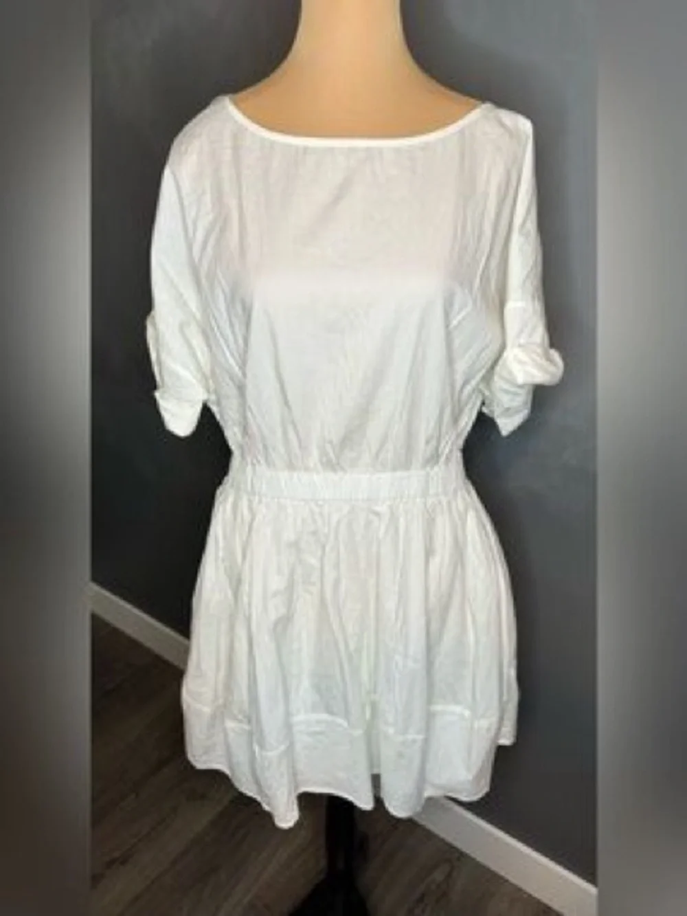 181. Free People White cotton poplin Mini Dress - Picture 6 of 6